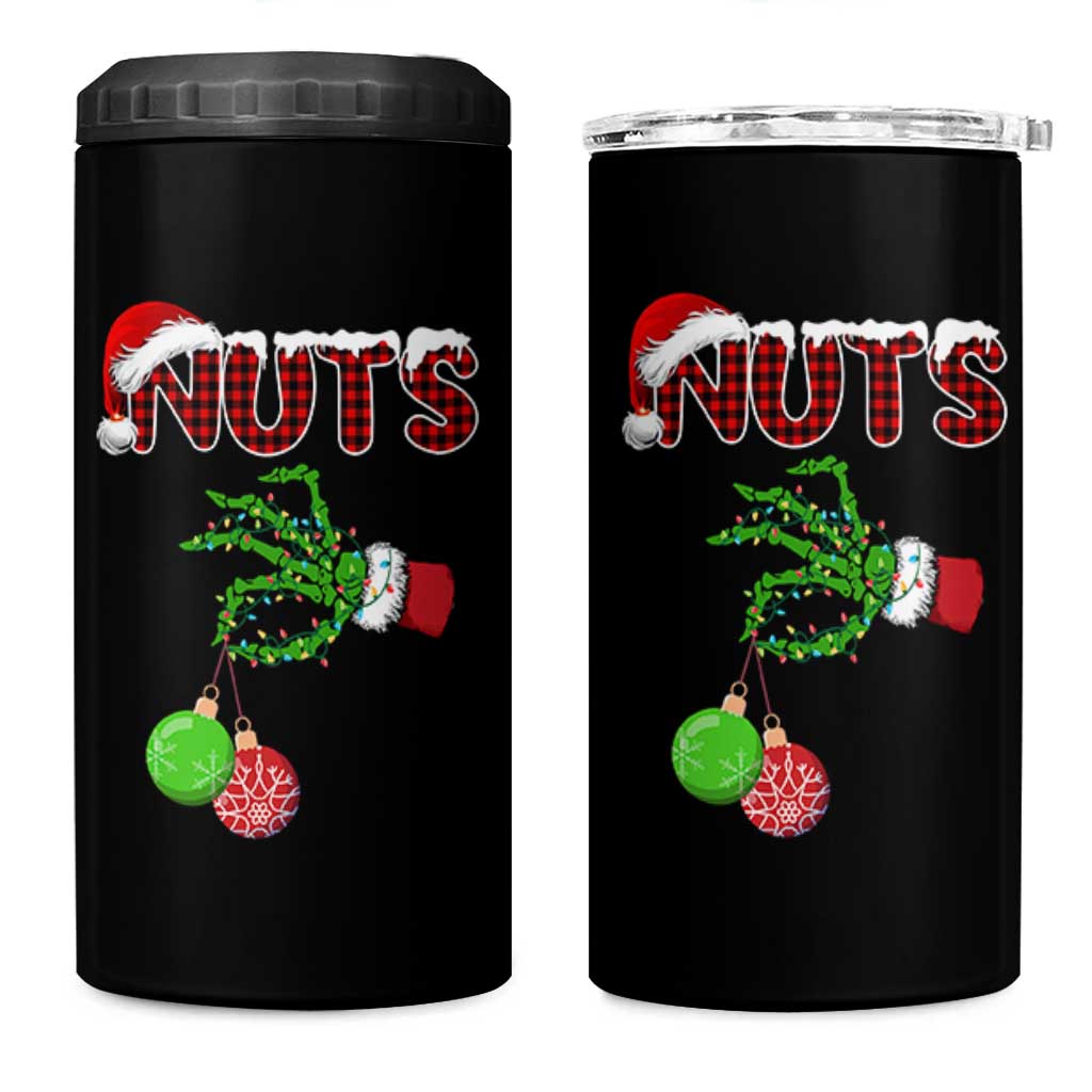 Funny Couples Christmas 4 in 1 Can Cooler Tumbler Chest And Nuts Matching Holiday Skeleton Hand - Wonder Print Shop