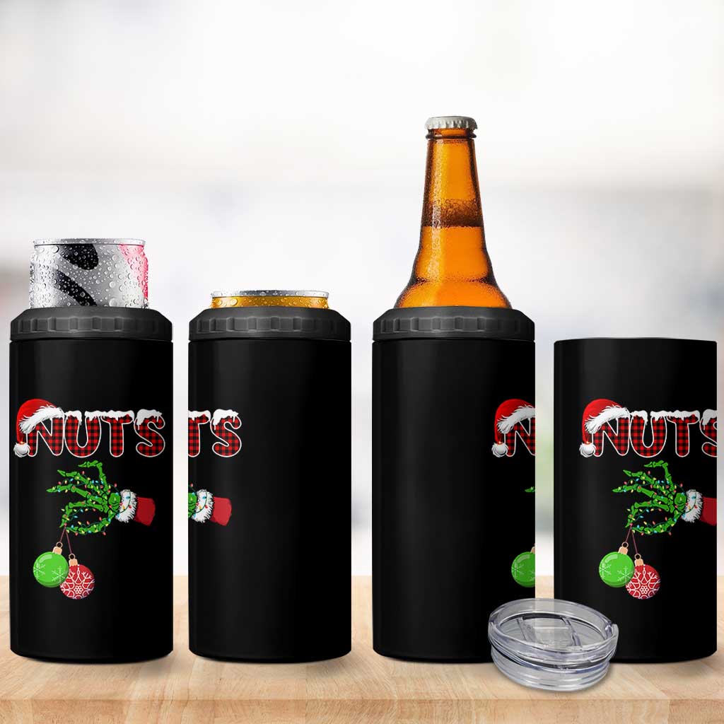 Funny Couples Christmas 4 in 1 Can Cooler Tumbler Chest And Nuts Matching Holiday Skeleton Hand - Wonder Print Shop