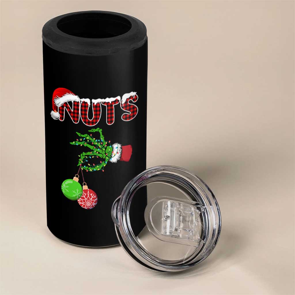 Funny Couples Christmas 4 in 1 Can Cooler Tumbler Chest And Nuts Matching Holiday Skeleton Hand - Wonder Print Shop