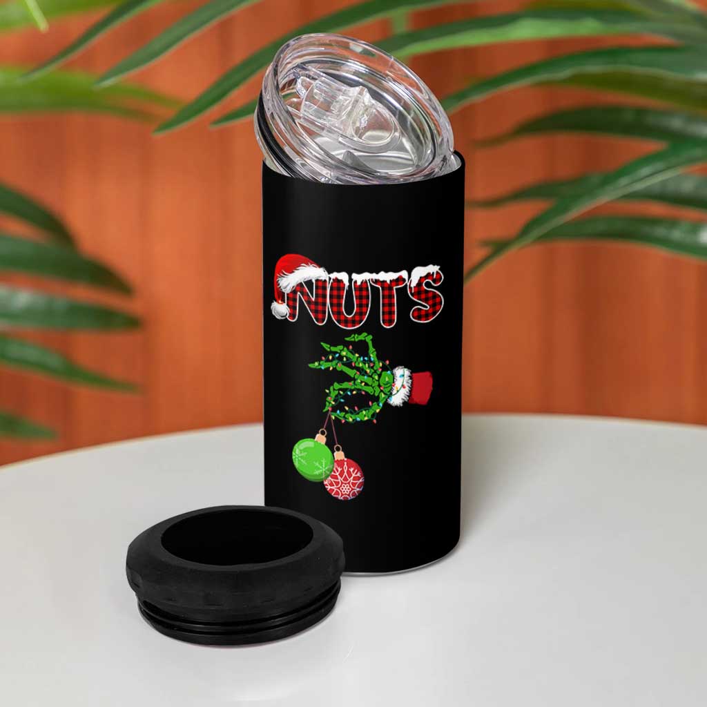 Funny Couples Christmas 4 in 1 Can Cooler Tumbler Chest And Nuts Matching Holiday Skeleton Hand - Wonder Print Shop