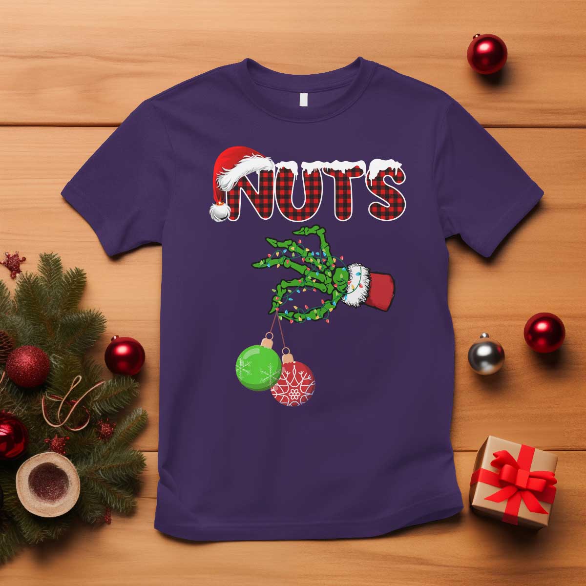 Funny Couples Christmas T Shirt Chest And Nuts Matching Holiday Skeleton Hand - Wonder Print Shop
