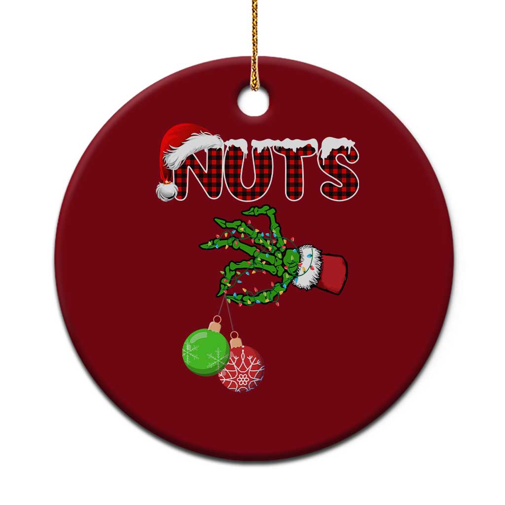 Funny Couples Christmas Ceramic Ornament Chest And Nuts Matching Holiday Skeleton Hand - Wonder Print Shop