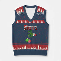 Funny Couples Xmas V-Neck Knit Sweater Vest Chest And Nuts Matching Holiday Skeleton Hand - Wonder Print Shop