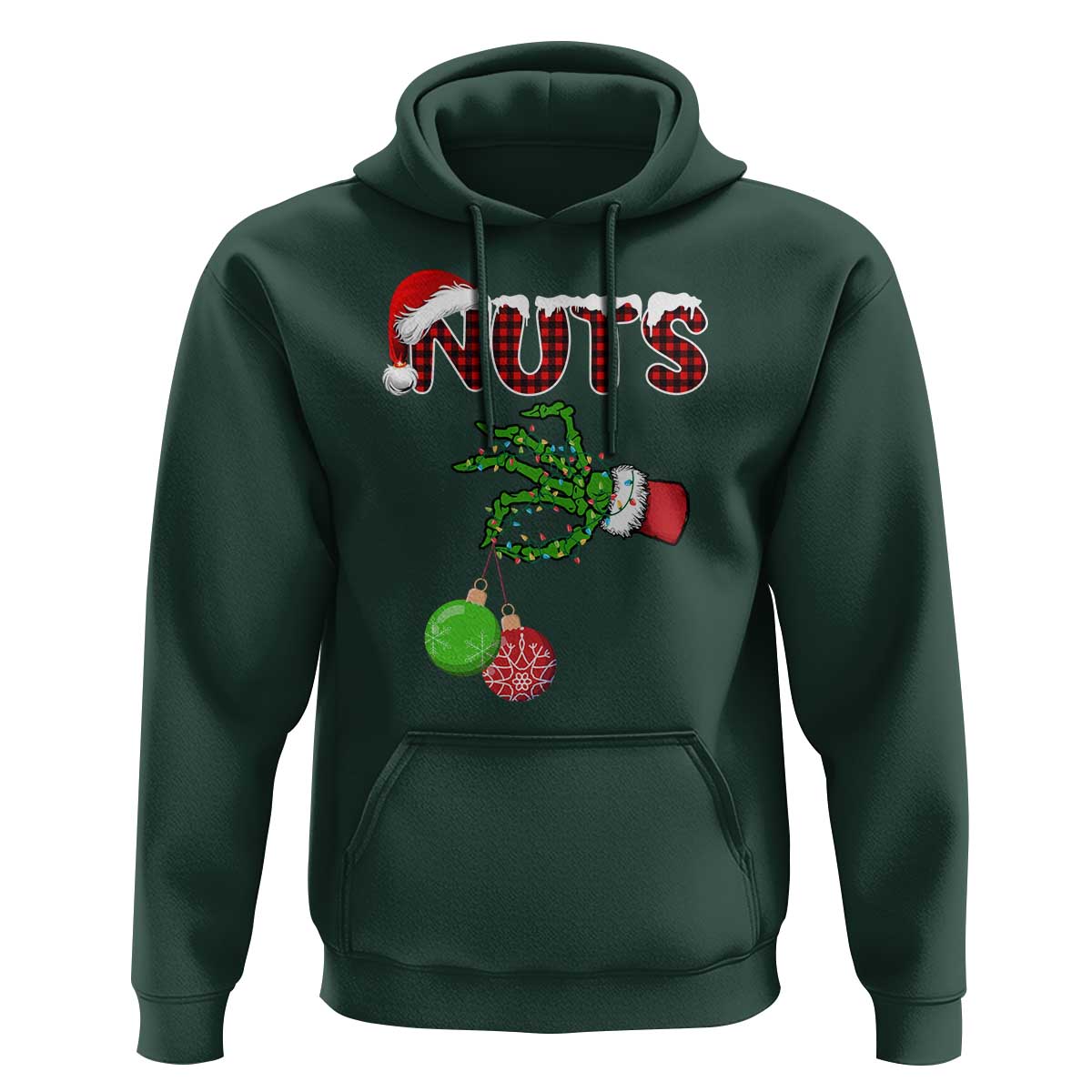 Funny Couples Christmas Hoodie Chest And Nuts Matching Holiday Skeleton Hand - Wonder Print Shop