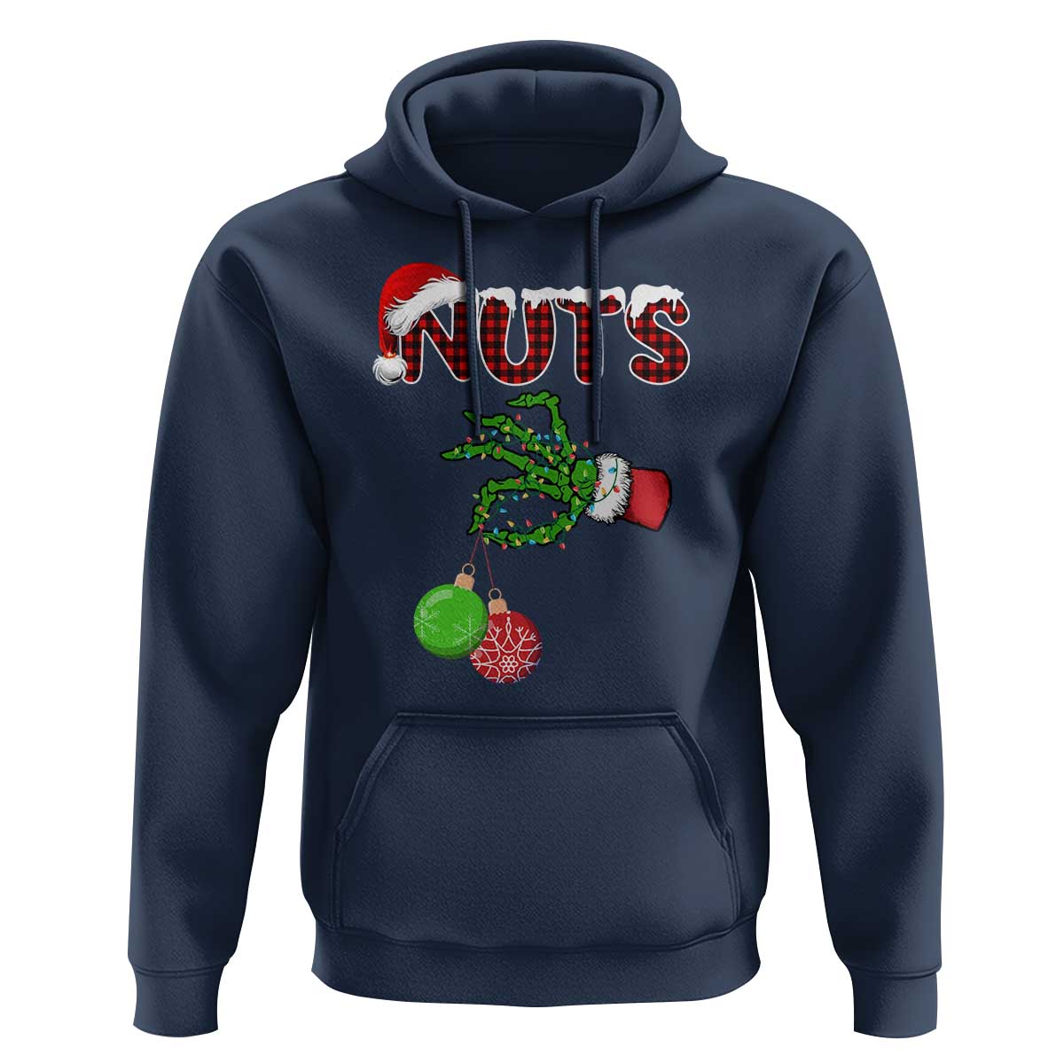 Funny Couples Christmas Hoodie Chest And Nuts Matching Holiday Skeleton Hand - Wonder Print Shop