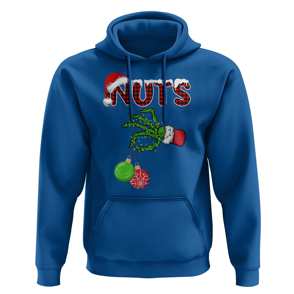 Funny Couples Christmas Hoodie Chest And Nuts Matching Holiday Skeleton Hand - Wonder Print Shop