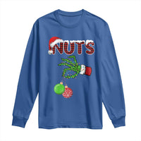 Funny Couples Christmas Long Sleeve Shirt Chest And Nuts Matching Holiday Skeleton Hand - Wonder Print Shop