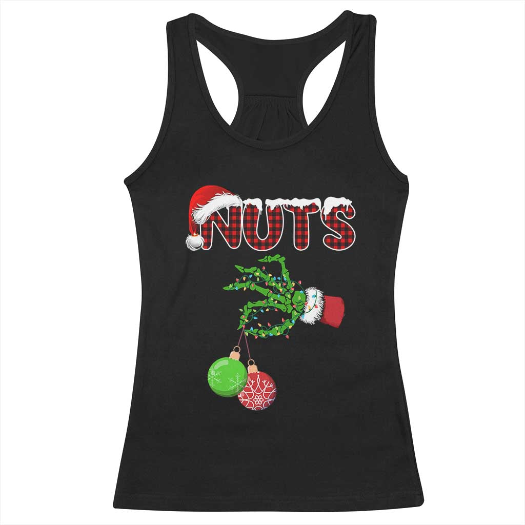 Funny Couples Christmas Racerback Tank Top Chest And Nuts Matching Holiday Skeleton Hand - Wonder Print Shop