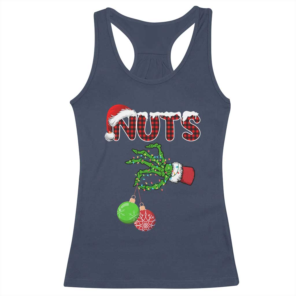 Funny Couples Christmas Racerback Tank Top Chest And Nuts Matching Holiday Skeleton Hand - Wonder Print Shop
