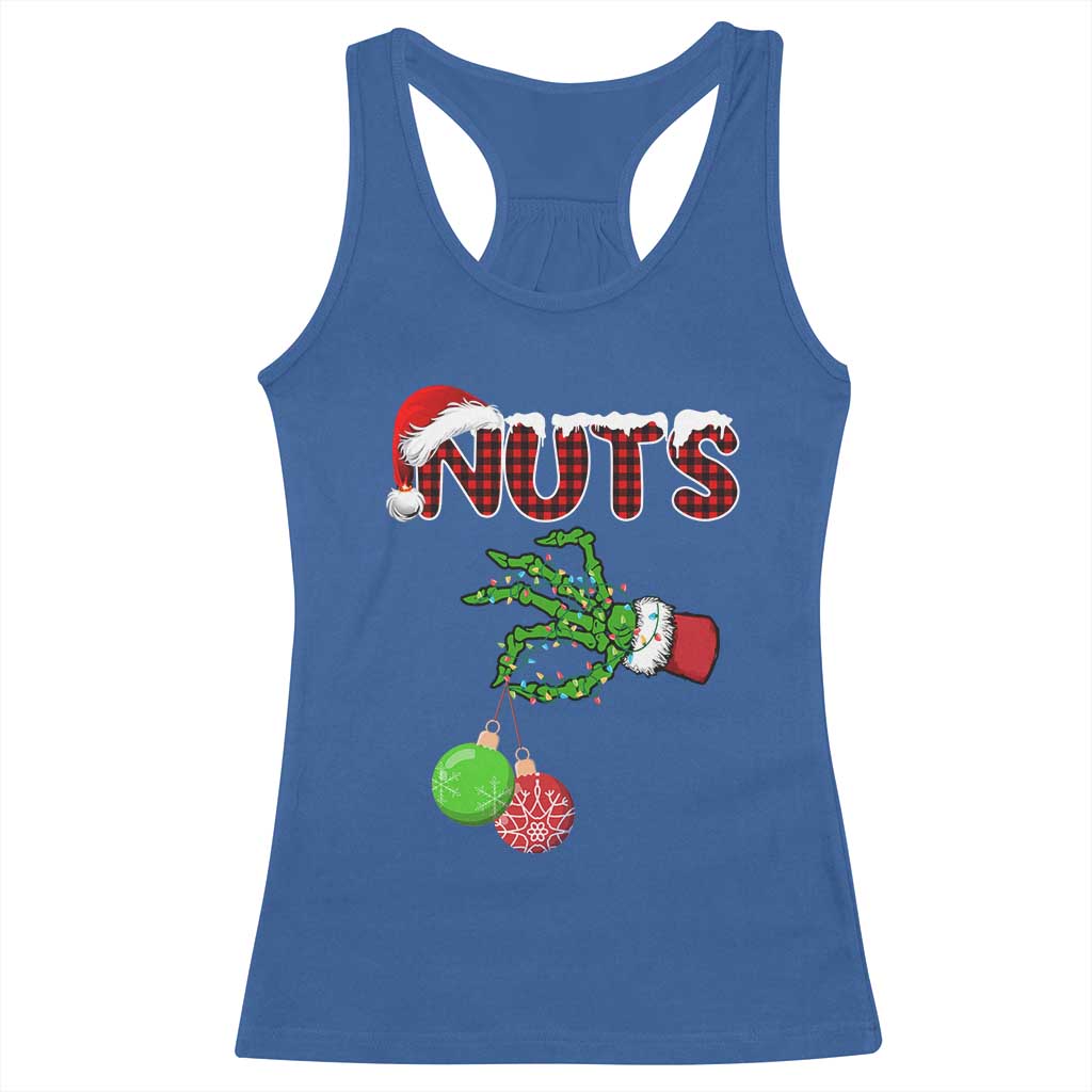 Funny Couples Christmas Racerback Tank Top Chest And Nuts Matching Holiday Skeleton Hand - Wonder Print Shop