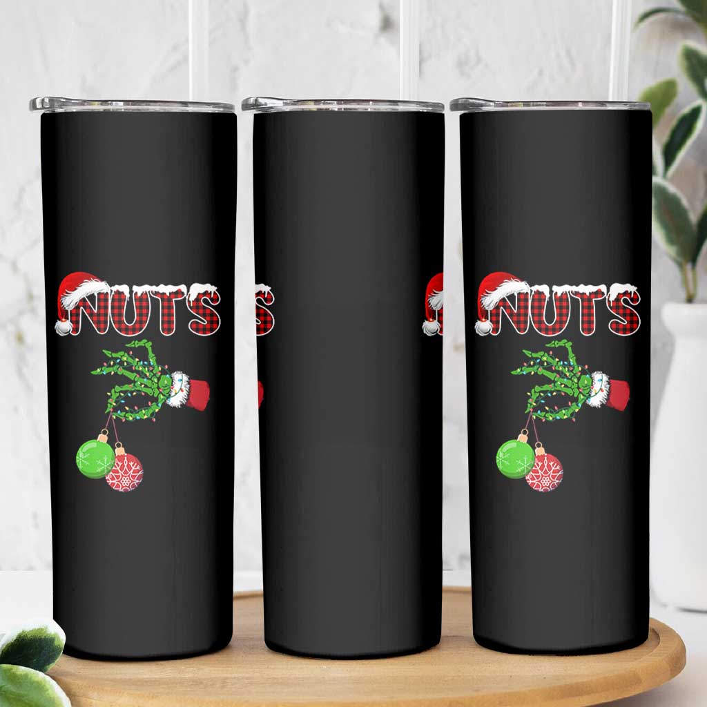 Funny Couples Christmas Skinny Tumbler Chest And Nuts Matching Holiday Skeleton Hand - Wonder Print Shop
