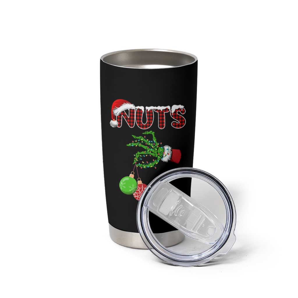 Funny Couples Christmas Tumbler Cup Chest And Nuts Matching Holiday Skeleton Hand - Wonder Print Shop