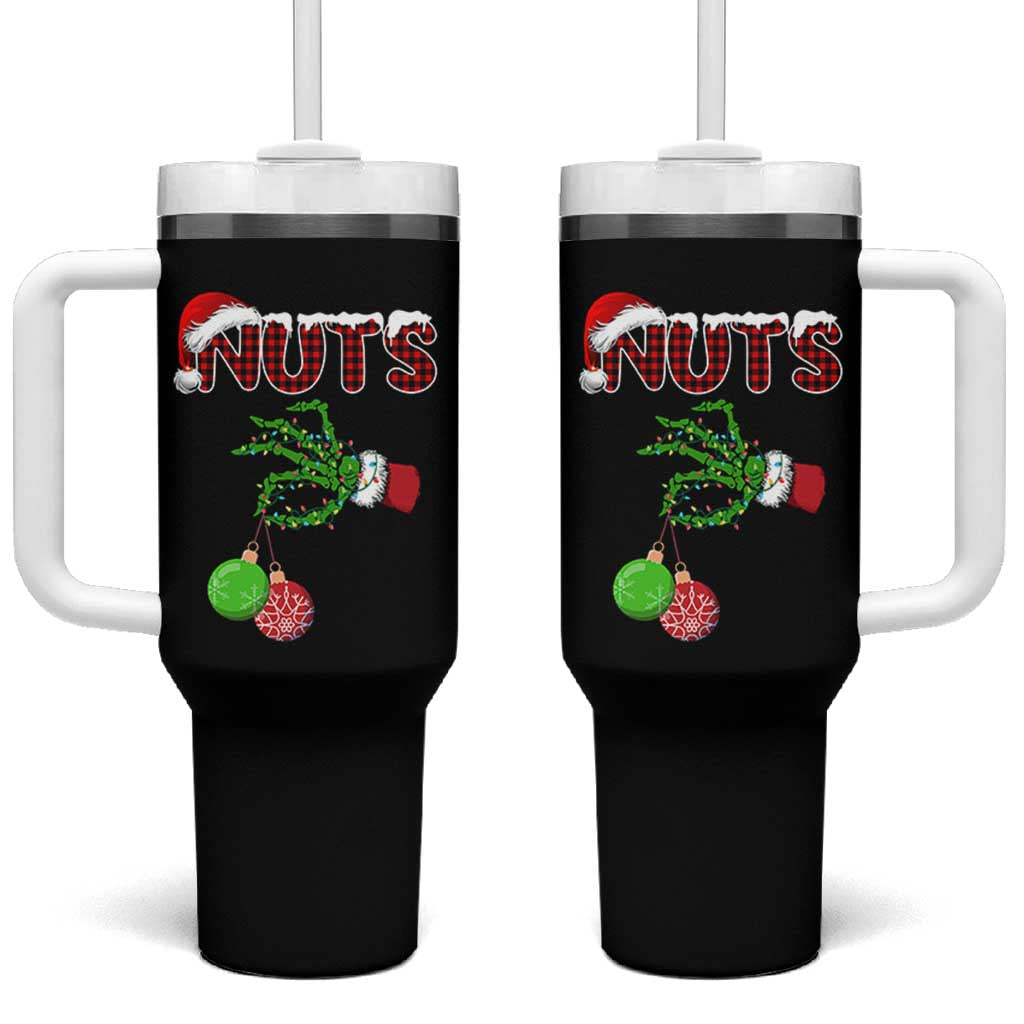 Funny Couples Christmas Tumbler With Handle Chest And Nuts Matching Holiday Skeleton Hand - Wonder Print Shop