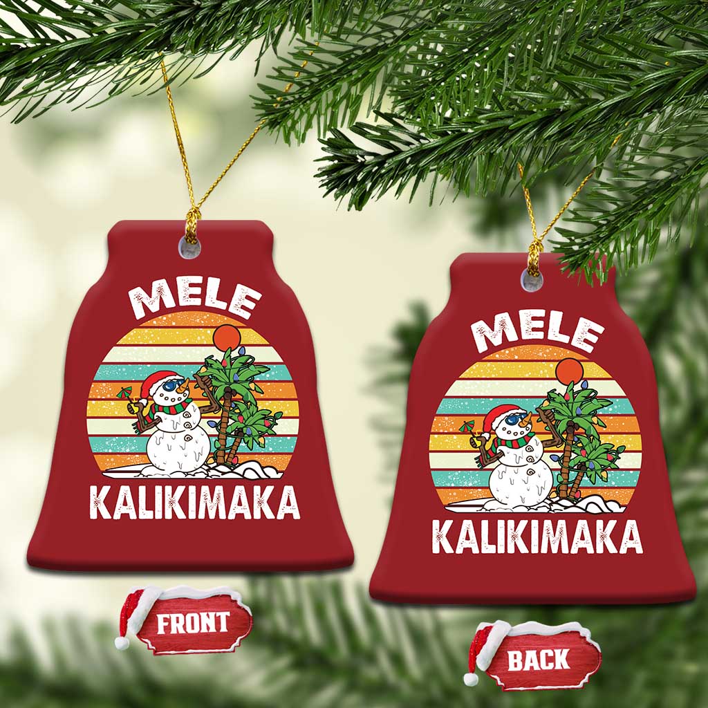 Vintage Cute Mele Kalikimaka Xmas Christmas Ornament Funny Snowman Palm Tree Beach Tropical Gift Family Holiday - Wonder Print Shop