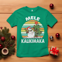Vintage Cute Mele Kalikimaka Christmas T Shirt Funny Snowman Palm Tree Beach Tropical Xmas Gift Family Holiday - Wonder Print Shop