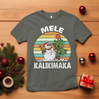 Vintage Cute Mele Kalikimaka Christmas T Shirt Funny Snowman Palm Tree Beach Tropical Xmas Gift Family Holiday - Wonder Print Shop