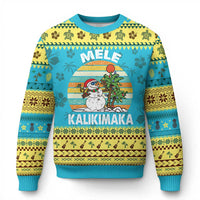 Vintage Cute Mele Kalikimaka Ugly Christmas Sweater Funny Snowman Palm Tree Beach Tropical Xmas Gift Family Holiday - Wonder Print Shop