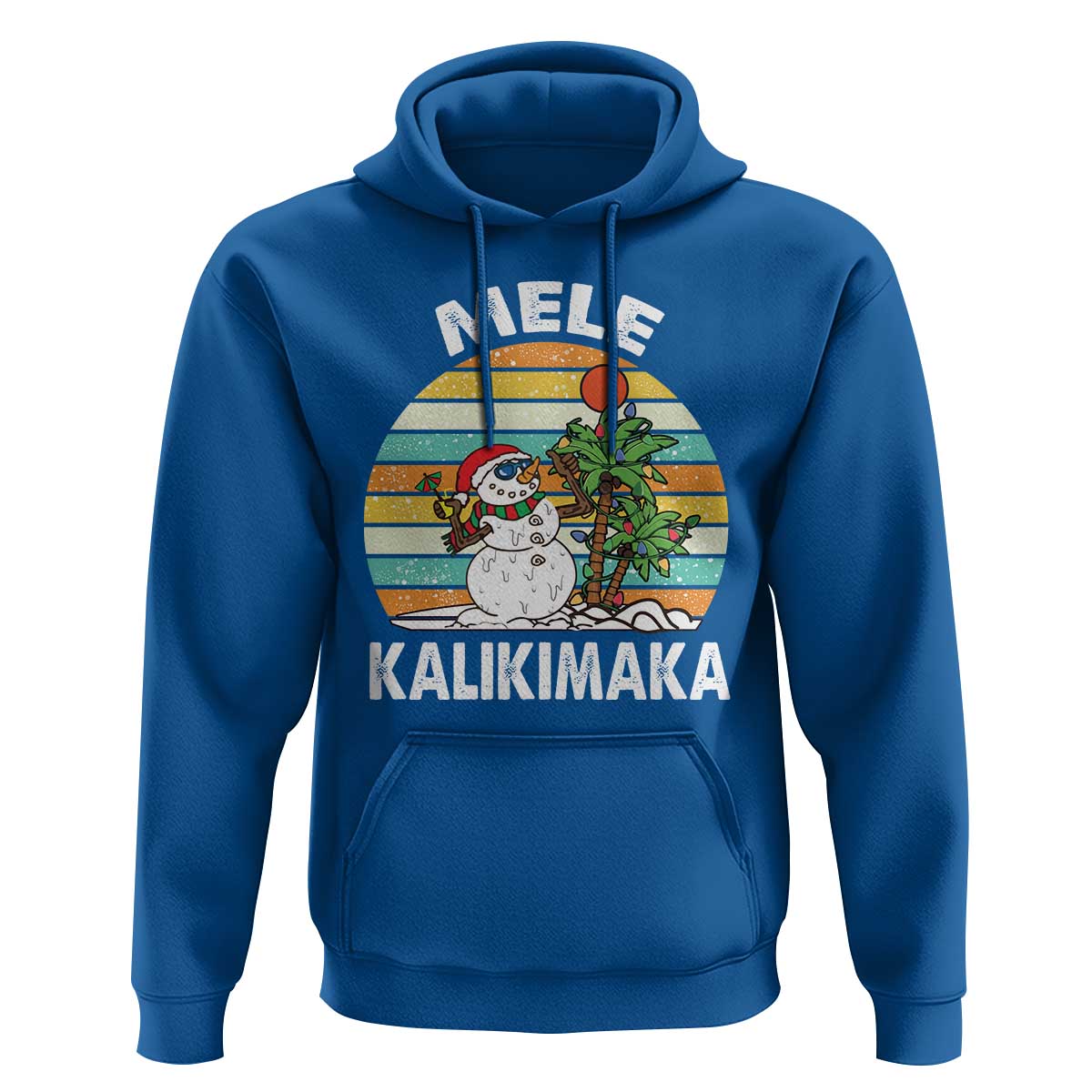 Vintage Cute Mele Kalikimaka Christmas Hoodie Funny Snowman Palm Tree Beach Tropical Xmas Gift Family Holiday