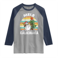 Vintage Cute Mele Kalikimaka Christmas Raglan Shirt Funny Snowman Palm Tree Beach Tropical Xmas