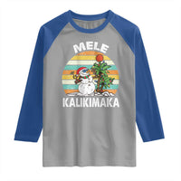 Vintage Cute Mele Kalikimaka Christmas Raglan Shirt Funny Snowman Palm Tree Beach Tropical Xmas