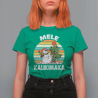 Vintage Cute Mele Kalikimaka Christmas T Shirt For Women Funny Snowman Palm Tree Beach Tropical Xmas Gift Family Holiday - Wonder Print Shop