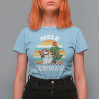 Vintage Cute Mele Kalikimaka Christmas T Shirt For Women Funny Snowman Palm Tree Beach Tropical Xmas Gift Family Holiday - Wonder Print Shop