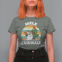 Vintage Cute Mele Kalikimaka Christmas T Shirt For Women Funny Snowman Palm Tree Beach Tropical Xmas Gift Family Holiday - Wonder Print Shop