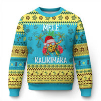 Hawaii Xmas Ugly Christmas Sweater Mele Kalikimaka Hawaiian Pineapple Xmas Lights Santa Hat - Wonder Print Shop
