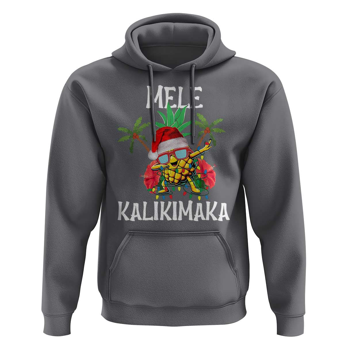 Hawaii Christmas Hoodie Mele Kalikimaka Hawaiian Pineapple Xmas Lights Santa Hat