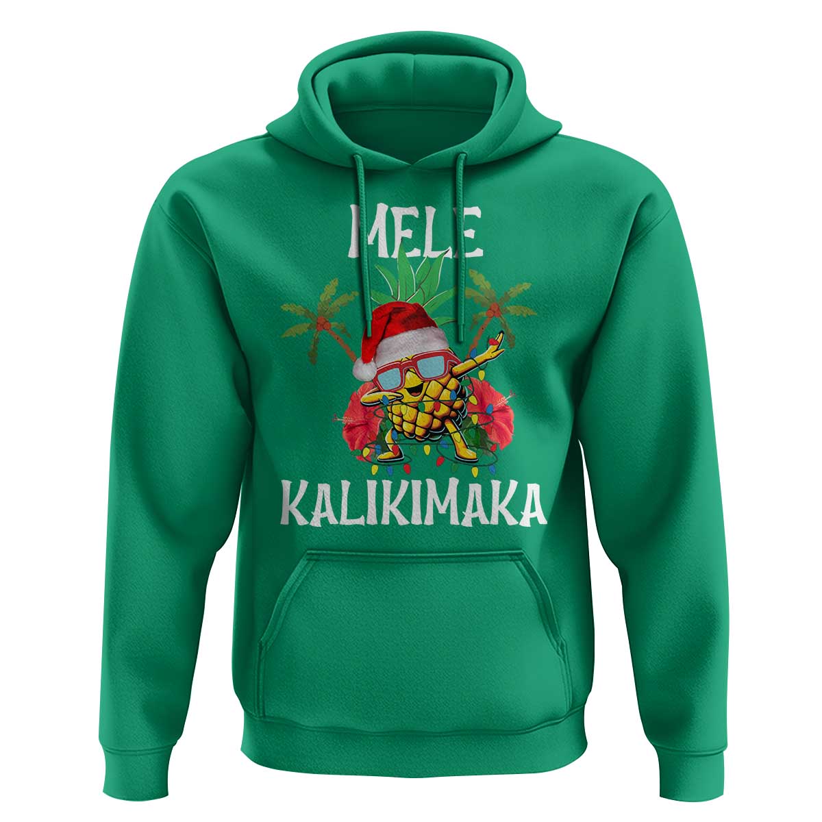 Hawaii Christmas Hoodie Mele Kalikimaka Hawaiian Pineapple Xmas Lights Santa Hat