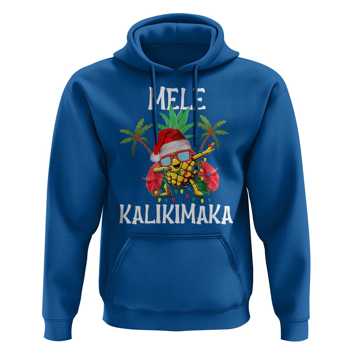 Hawaii Christmas Hoodie Mele Kalikimaka Hawaiian Pineapple Xmas Lights Santa Hat