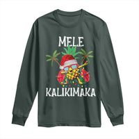 Hawaii Christmas Long Sleeve Shirt Mele Kalikimaka Hawaiian Pineapple Xmas Lights Santa Hat