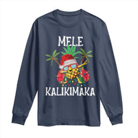 Hawaii Christmas Long Sleeve Shirt Mele Kalikimaka Hawaiian Pineapple Xmas Lights Santa Hat