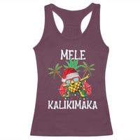 Hawaii Christmas Racerback Tank Top Mele Kalikimaka Hawaiian Pineapple Xmas Lights Santa Hat