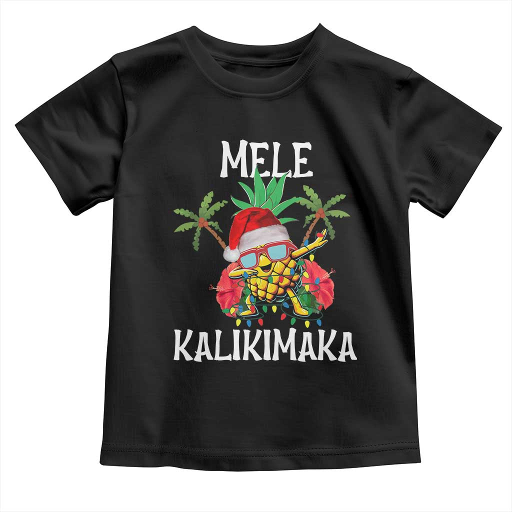 Hawaii Christmas Toddler T Shirt Mele Kalikimaka Hawaiian Pineapple Xmas Lights Santa Hat