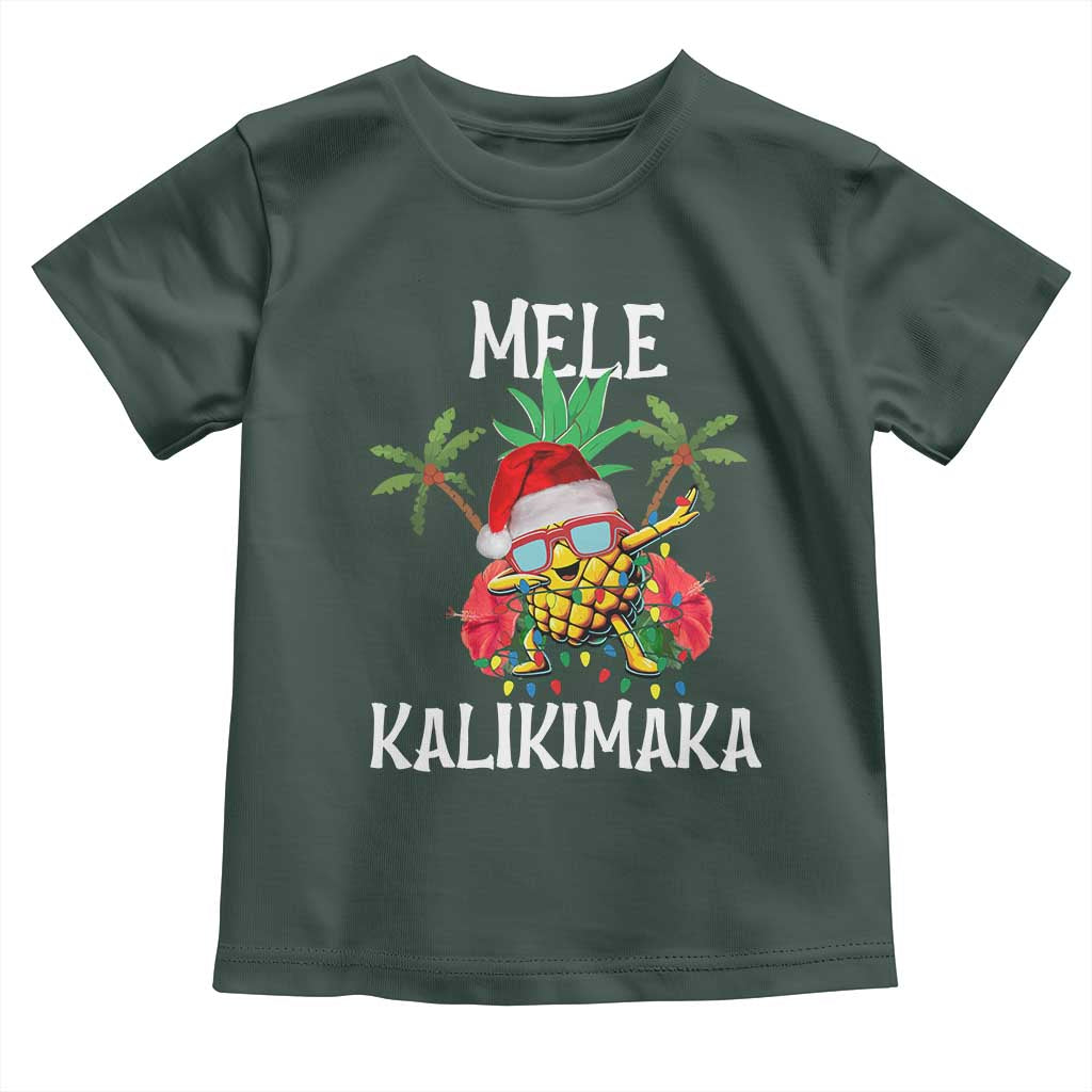 Hawaii Christmas Toddler T Shirt Mele Kalikimaka Hawaiian Pineapple Xmas Lights Santa Hat