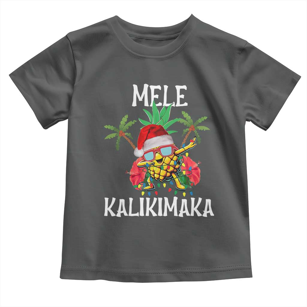 Hawaii Christmas Toddler T Shirt Mele Kalikimaka Hawaiian Pineapple Xmas Lights Santa Hat
