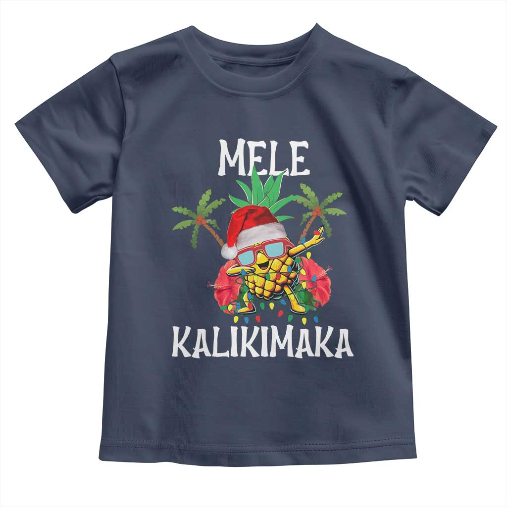 Hawaii Christmas Toddler T Shirt Mele Kalikimaka Hawaiian Pineapple Xmas Lights Santa Hat