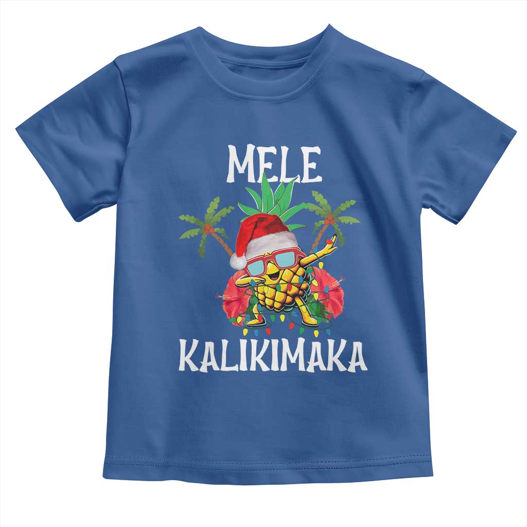 Hawaii Christmas Toddler T Shirt Mele Kalikimaka Hawaiian Pineapple Xmas Lights Santa Hat