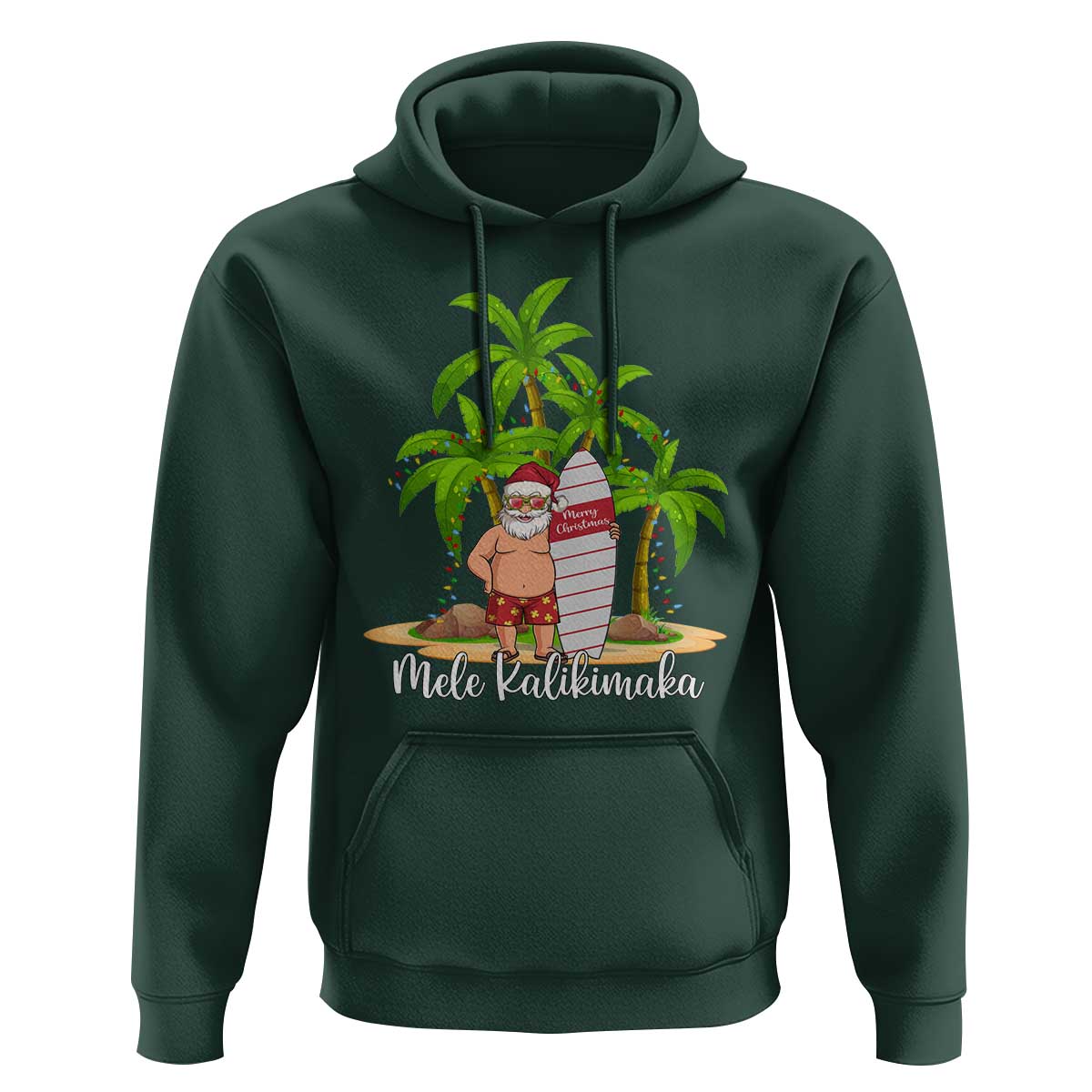 Mele Kalikimaka Hawaiian Christmas In July Hawaii Santa Hoodie Xmas Beach Family Vacation