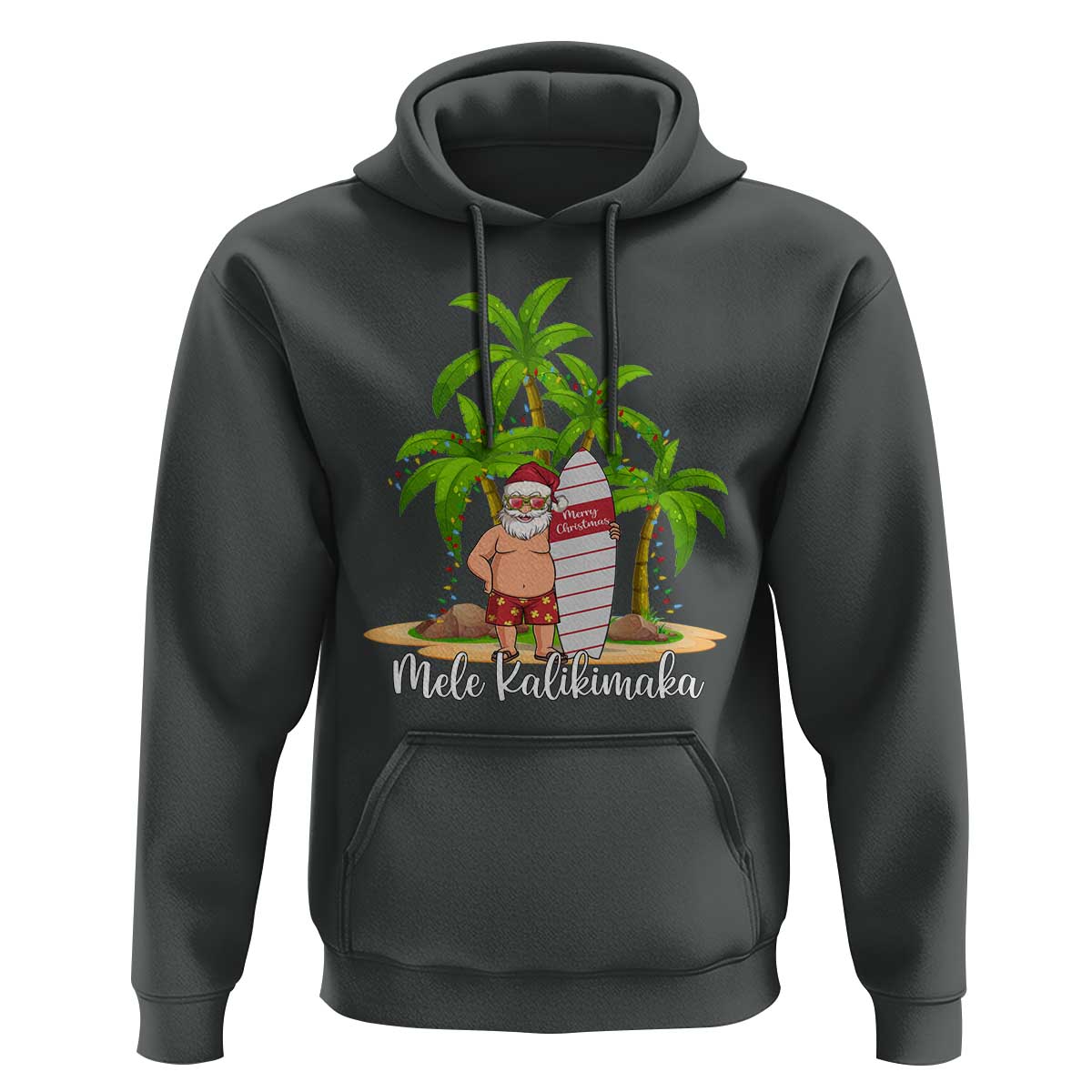 Mele Kalikimaka Hawaiian Christmas In July Hawaii Santa Hoodie Xmas Beach Family Vacation