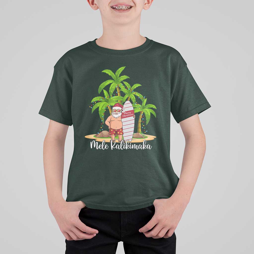 Mele Kalikimaka Hawaiian Christmas In July Hawaii Santa T Shirt For Kid Xmas Beach Family Vacation - Wonder Print Shop
