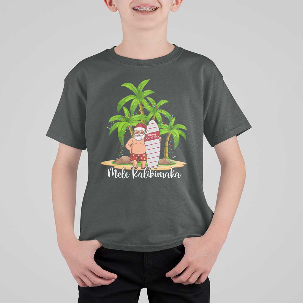 Mele Kalikimaka Hawaiian Christmas In July Hawaii Santa T Shirt For Kid Xmas Beach Family Vacation - Wonder Print Shop