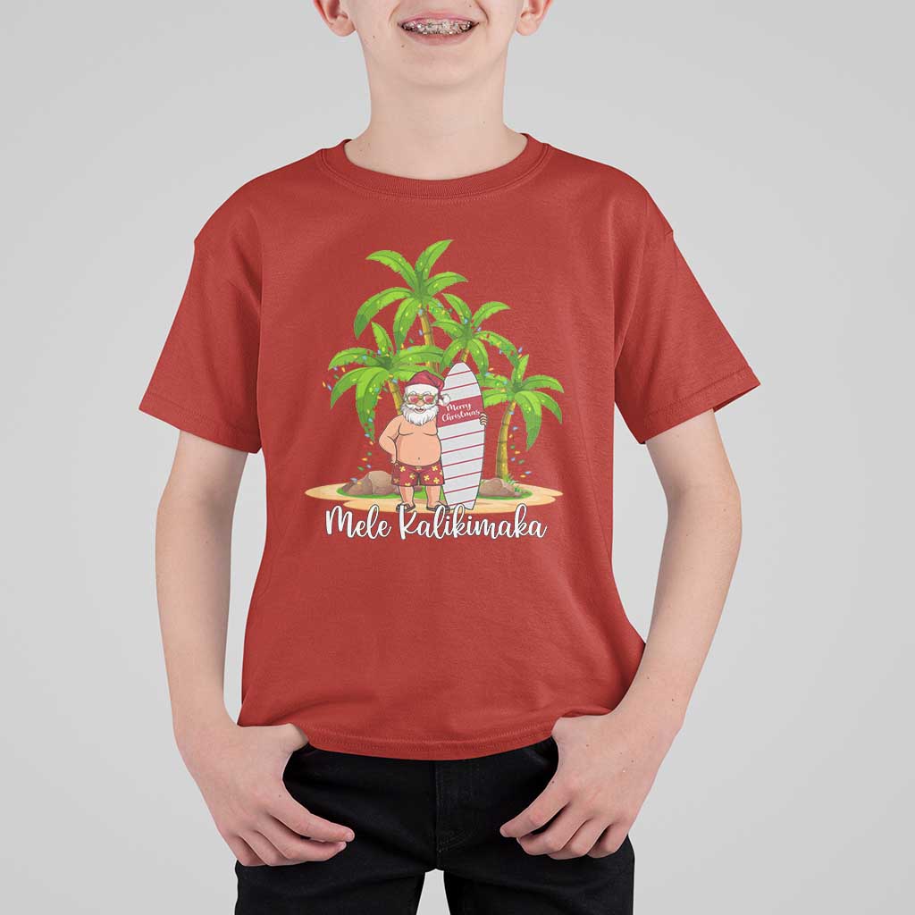 Mele Kalikimaka Hawaiian Christmas In July Hawaii Santa T Shirt For Kid Xmas Beach Family Vacation - Wonder Print Shop