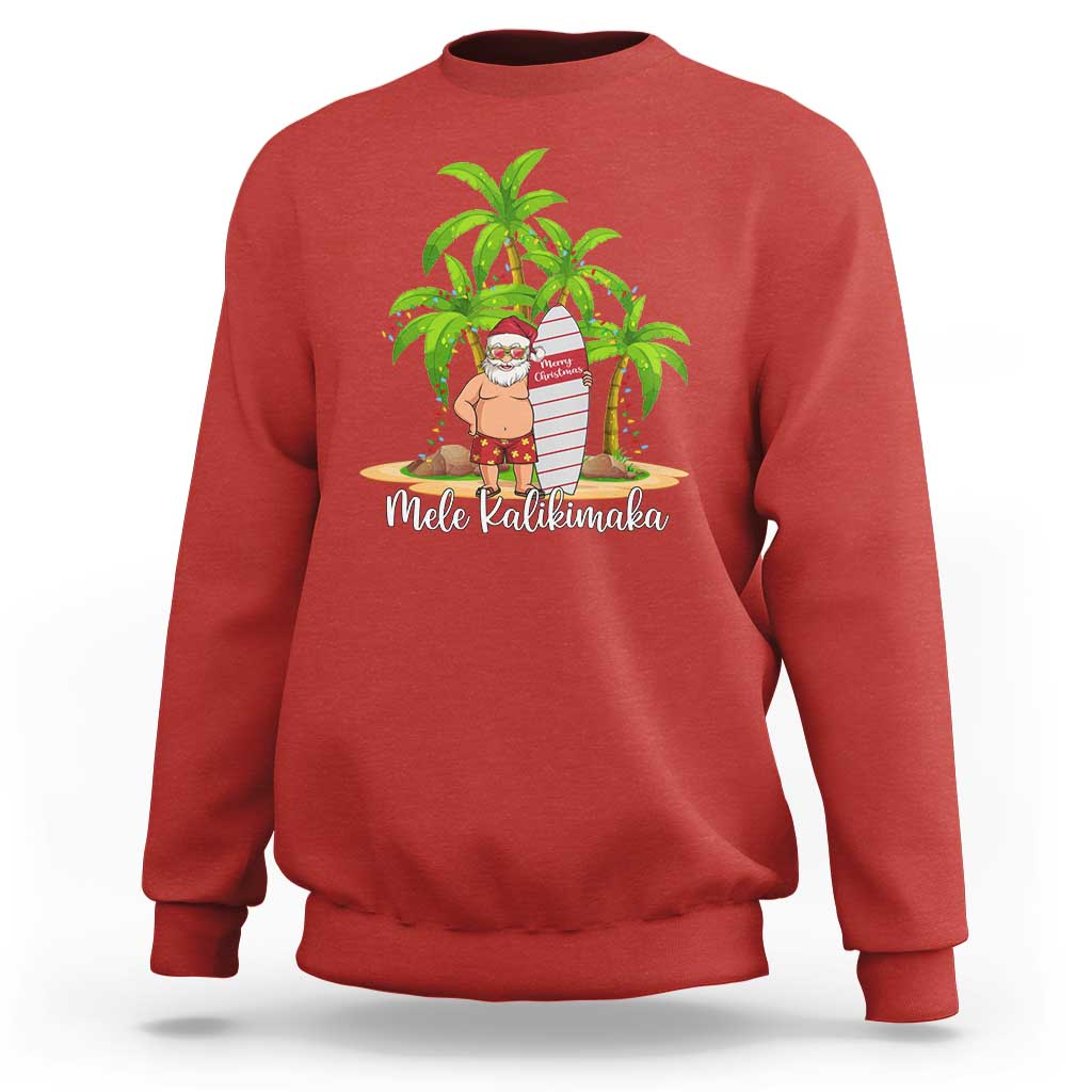 Mele Kalikimaka Hawaiian Christmas In July Hawaii Santa Sweatshirt Xmas Beach Family Vacation - Wonder Print Shop