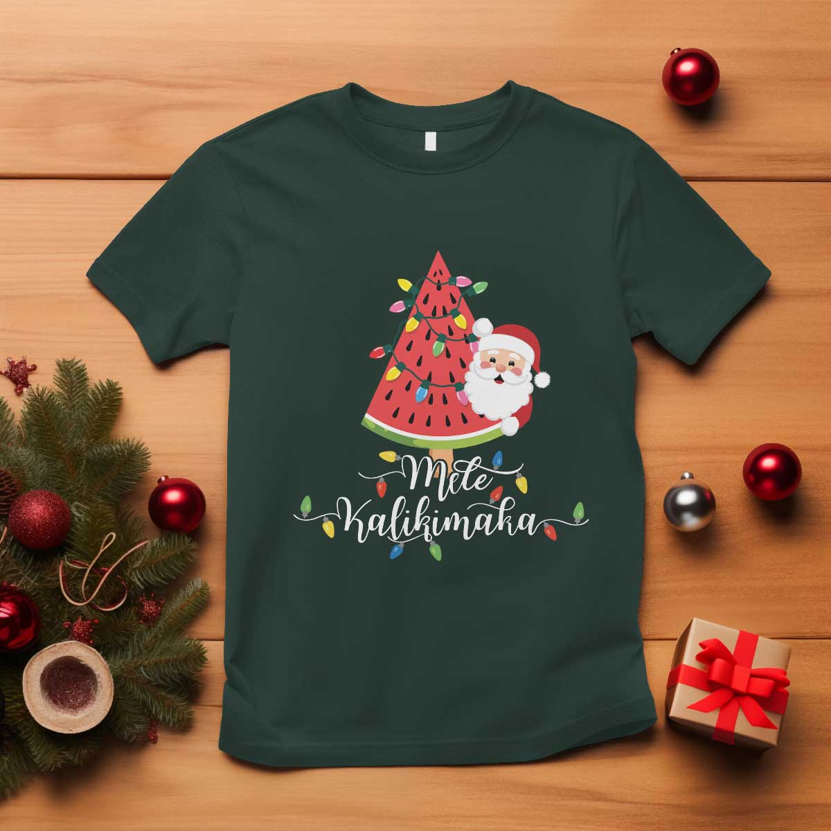 Mele Kalikimaka Hawaiian Christmas In July Hawaii Santa T Shirt Watermelon Summer Tree Tropical Xmas Gift Family Holiday - Wonder Print Shop