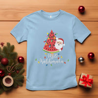 Mele Kalikimaka Hawaiian Christmas In July Hawaii Santa T Shirt Watermelon Summer Tree Tropical Xmas Gift Family Holiday - Wonder Print Shop