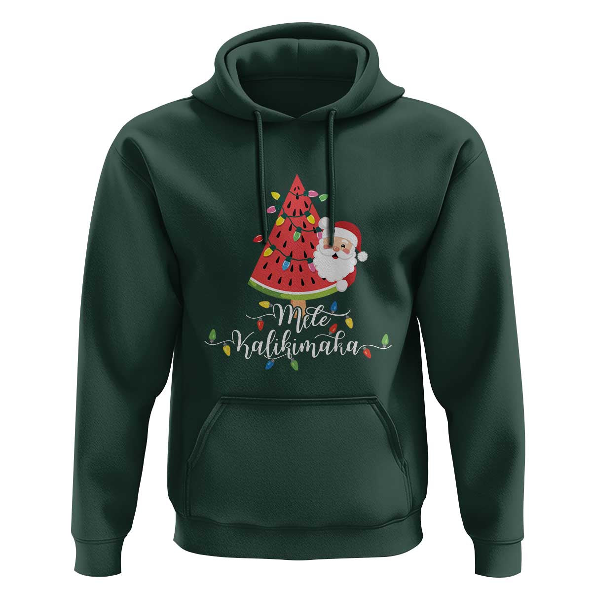 Mele Kalikimaka Hawaiian Christmas In July Hawaii Santa Hoodie Watermelon Summer Tree Tropical Xmas Gift Family Holiday