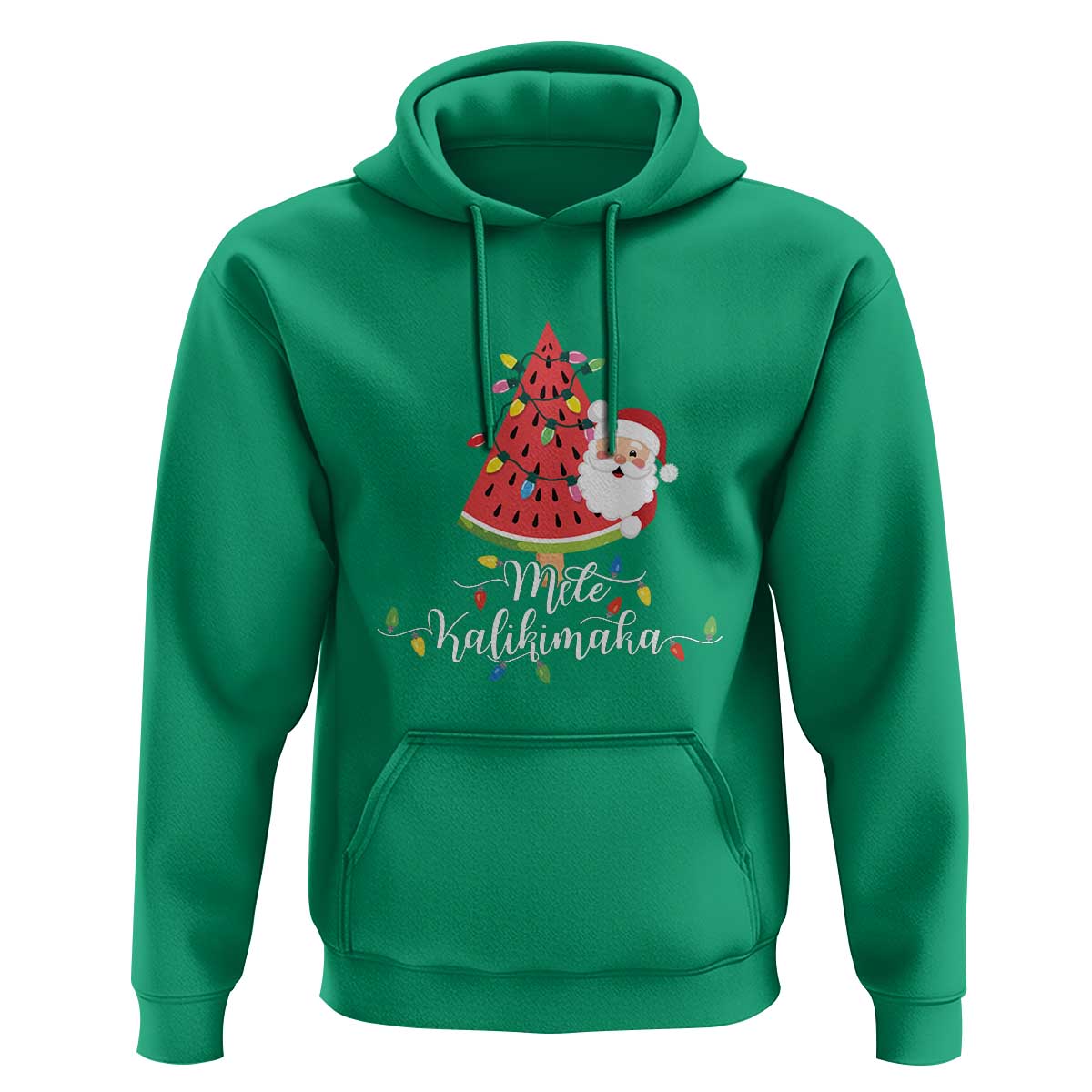 Mele Kalikimaka Hawaiian Christmas In July Hawaii Santa Hoodie Watermelon Summer Tree Tropical Xmas Gift Family Holiday