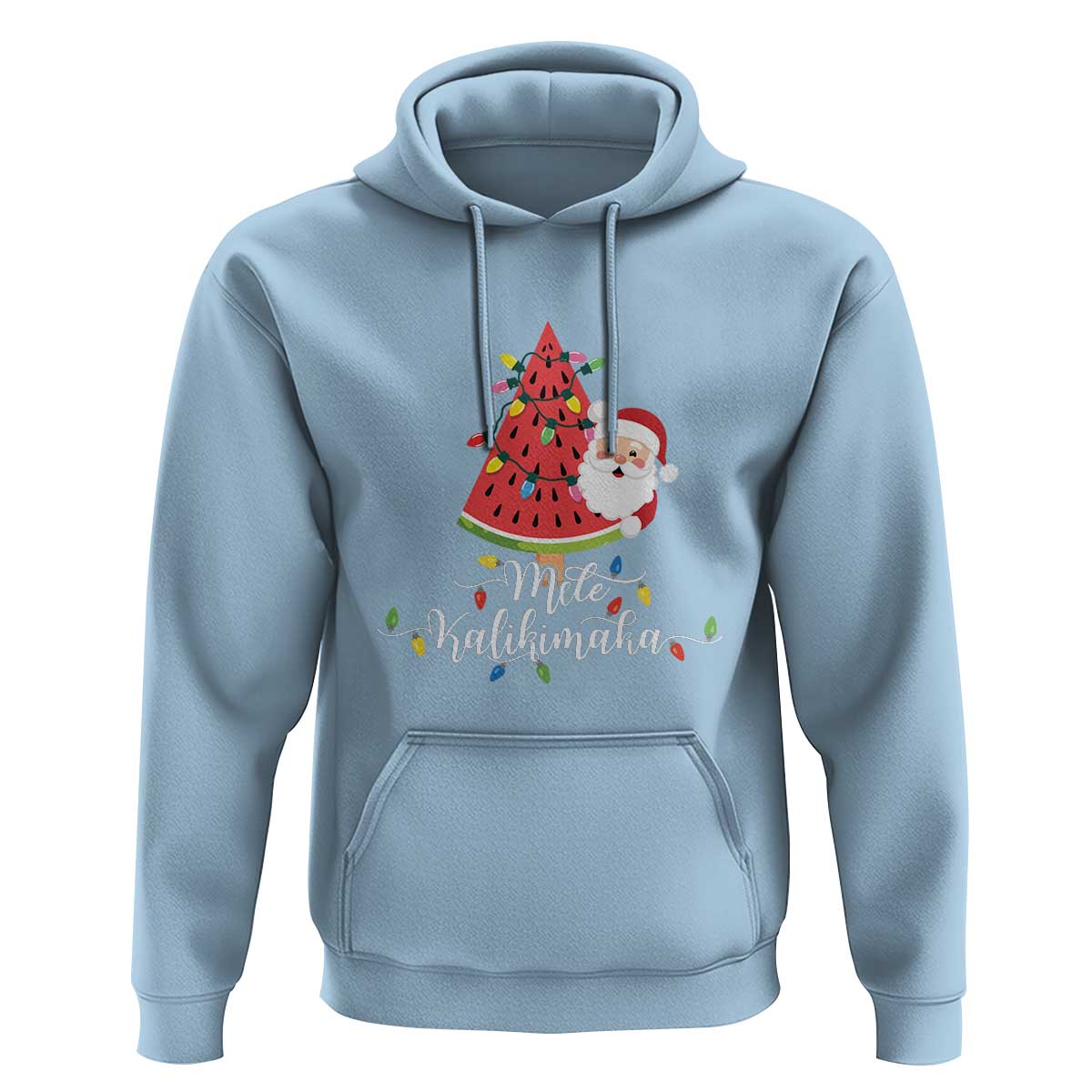Mele Kalikimaka Hawaiian Christmas In July Hawaii Santa Hoodie Watermelon Summer Tree Tropical Xmas Gift Family Holiday